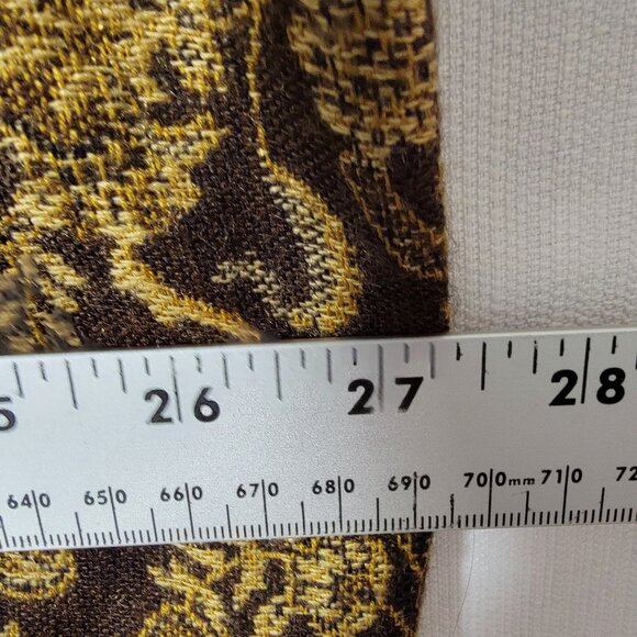 VTG Sag Harbor Womens Midi Skirt Faux Wrap Sz 2XL Brown & Gold Brocade Preppy - Picture 8 of 12